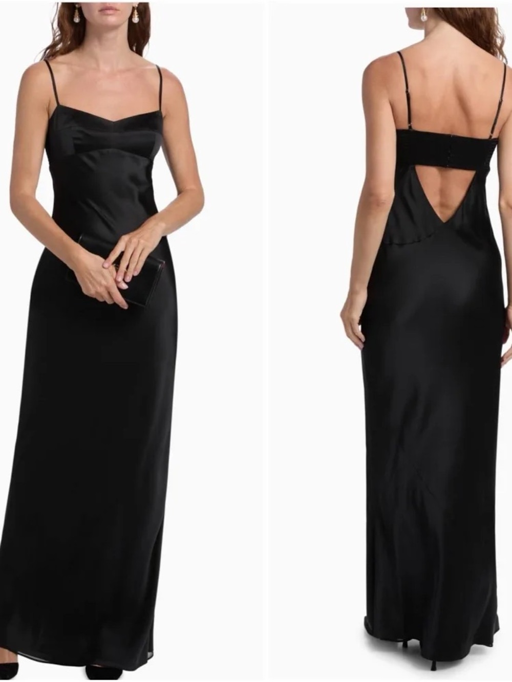 NWT Rare Amanda Uprichard Black Janeiro Silk Evening Gown Maxi Dress Size Small